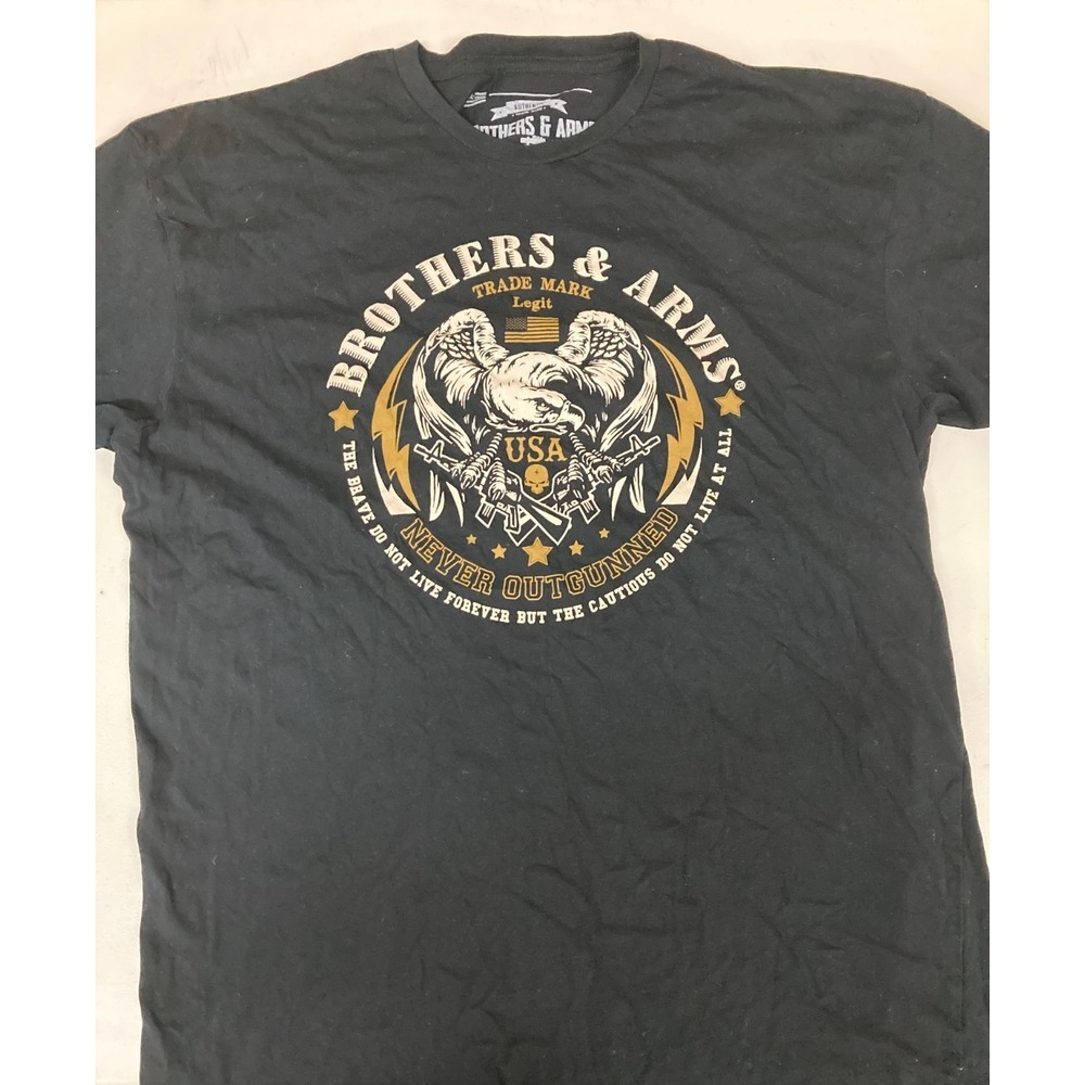 Brothers & Arms Mens Size XL "Never Outgunned"  Logo Black Short Sleeve T-Shirt